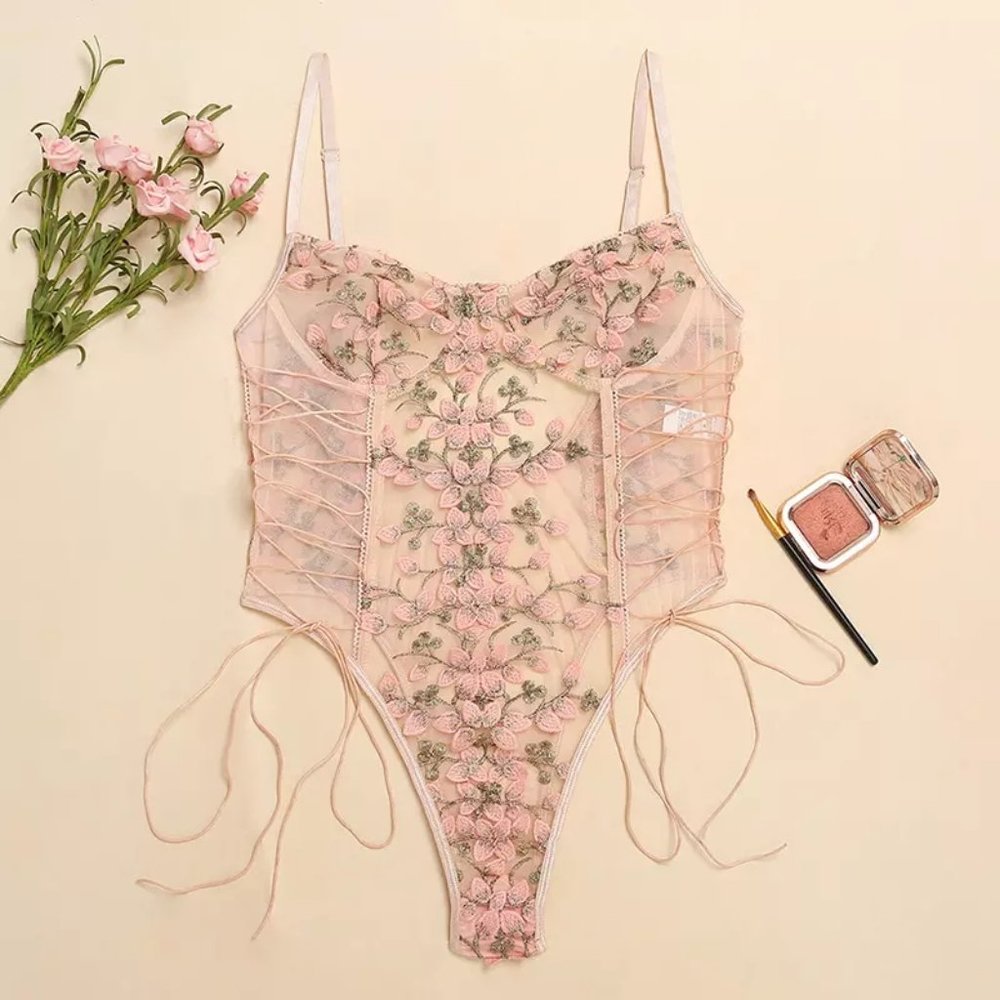 Pink Floral Bodysuit - Picture 4 of 11